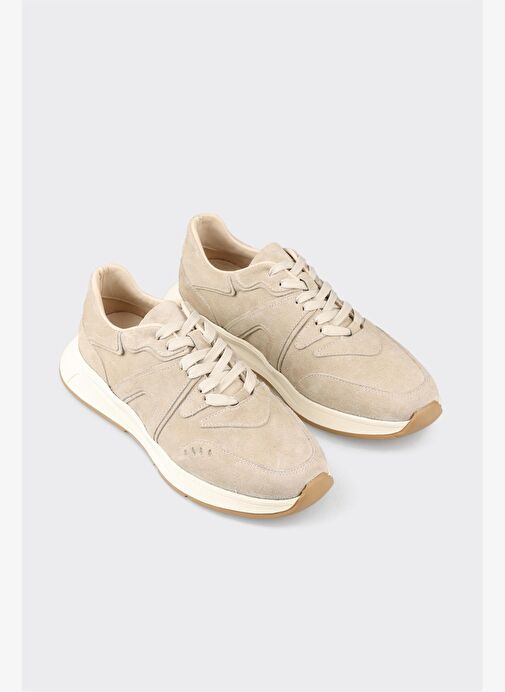 Bej Deri Kadın Günlük Ayakkabı - Görsel 4