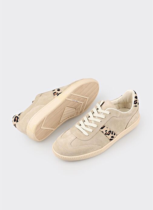 Bej Deri Kadın Spor Ayakkabı - Görsel 7