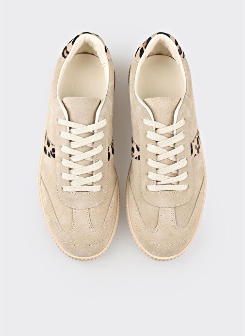 Bej Deri Kadın Spor Ayakkabı - Görsel 8