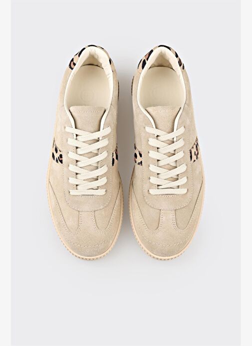 Bej Deri Kadın Spor Ayakkabı - Görsel 9