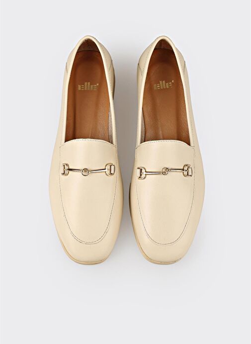 Ekru Deri Kadın Günlük Ayakkabı - Görsel 5