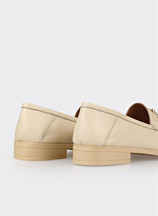 Ekru Deri Kadın Günlük Ayakkabı - Görsel 6