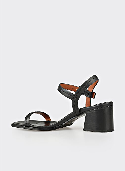 Siyah Deri Kadın Sandalet - Görsel 4