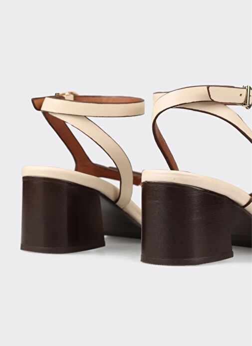 Bej Deri Kadın Sandalet - Görsel 5