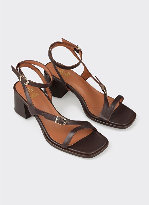 Kahve Deri Kadın Sandalet - Görsel 3