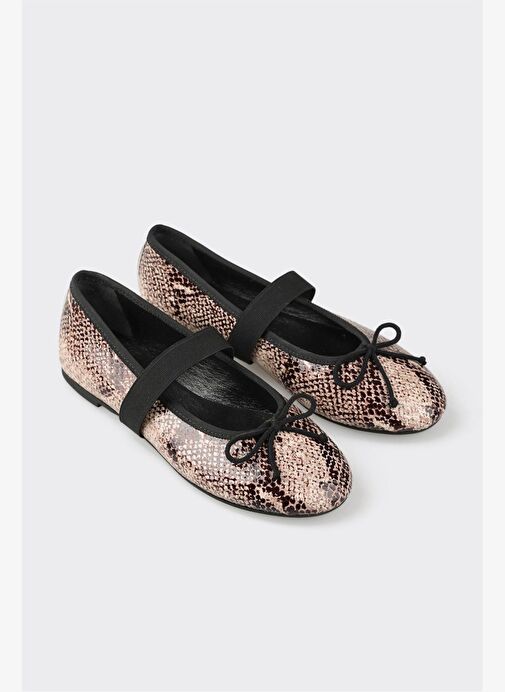 Bej Deri Kadın Günlük Ayakkabı - Görsel 5