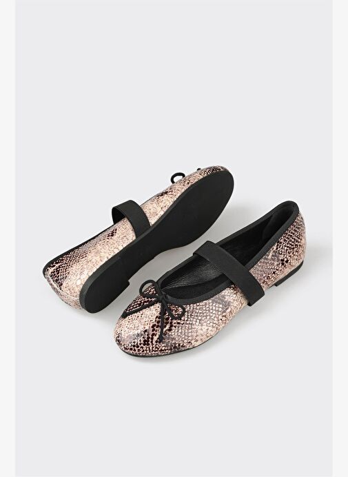 Bej Deri Kadın Günlük Ayakkabı - Görsel 7