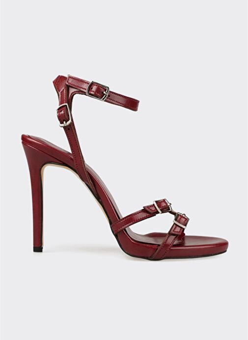 Bordo Kadın Topuklu Sandalet - Görsel 2