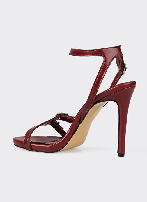 Bordo Kadın Topuklu Sandalet - Görsel 4
