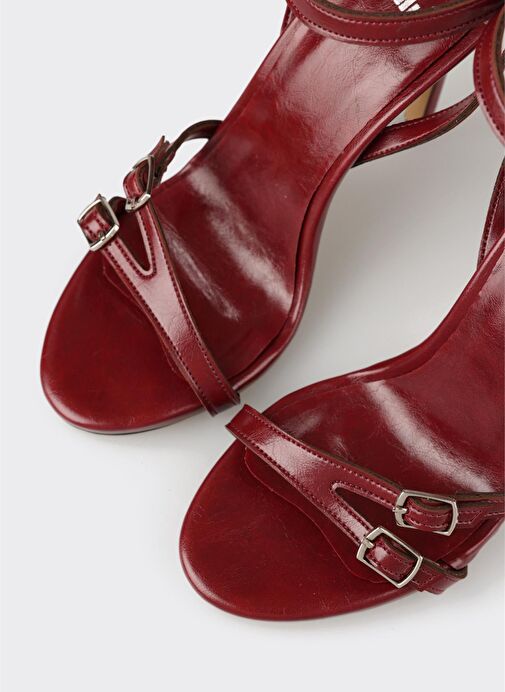 Bordo Kadın Topuklu Sandalet - Görsel 5