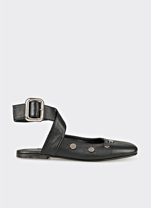 Siyah Deri Kadın Günlük Ayakkabı - Görsel 2