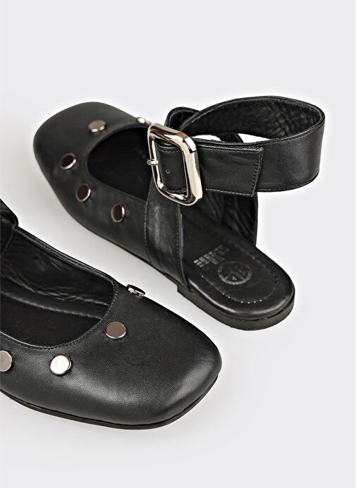 Siyah Deri Kadın Günlük Ayakkabı - Görsel 6