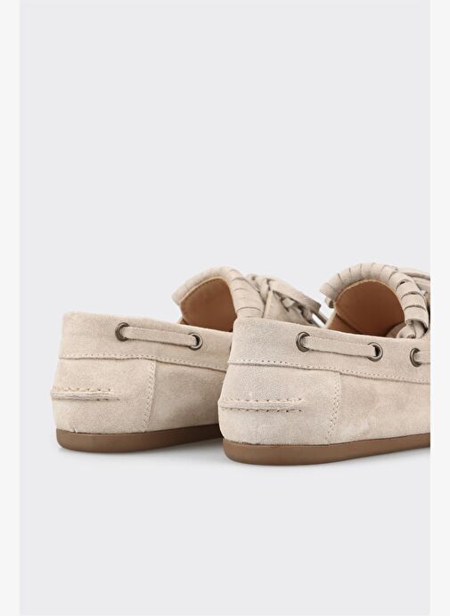 Bej Deri Kadın Günlük Ayakkabı - Görsel 11