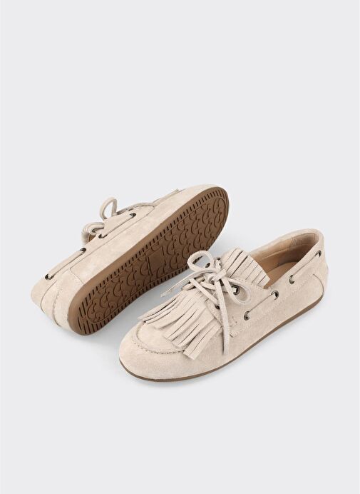 Bej Deri Kadın Günlük Ayakkabı - Görsel 10