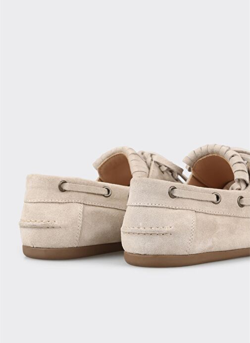 Bej Deri Kadın Günlük Ayakkabı - Görsel 5