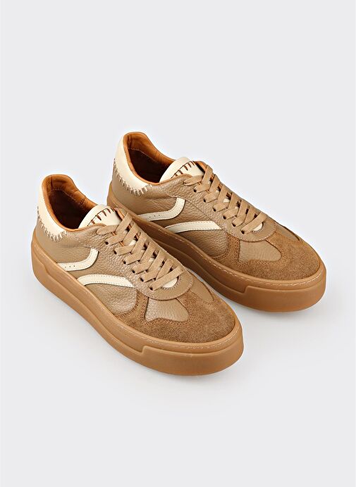 Naturel Deri Kadın Spor Ayakkabı - Görsel 5