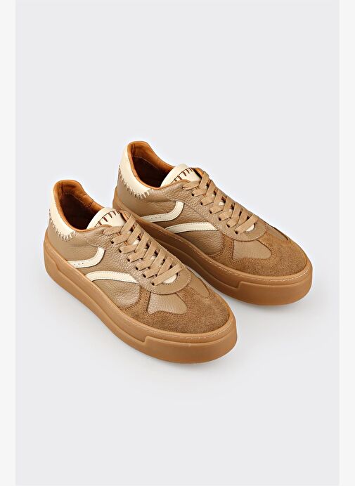 Naturel Deri Kadın Spor Ayakkabı - Görsel 4