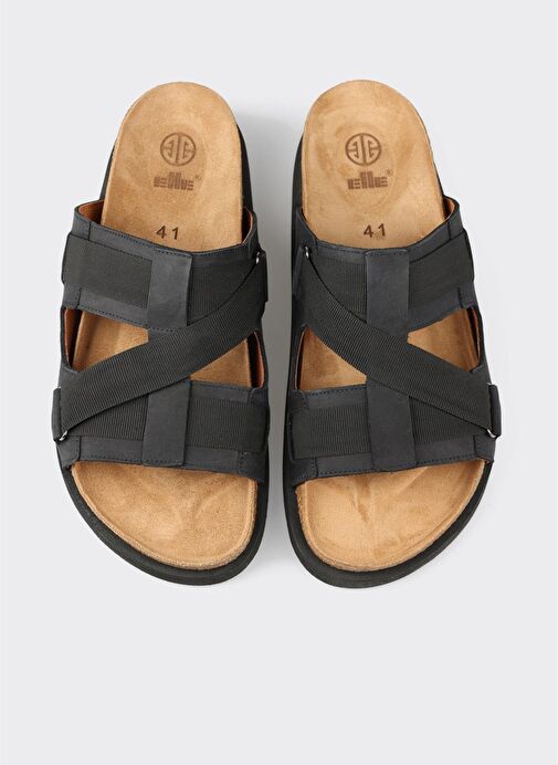 Siyah Deri Erkek Günlük Terlik - Görsel 5