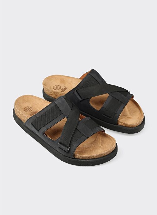 Siyah Deri Erkek Günlük Terlik - Görsel 3