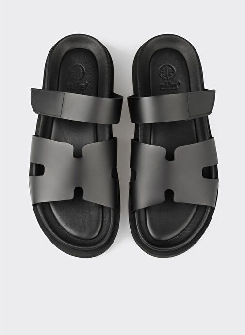 Siyah Deri Erkek Günlük Terlik - Görsel 5