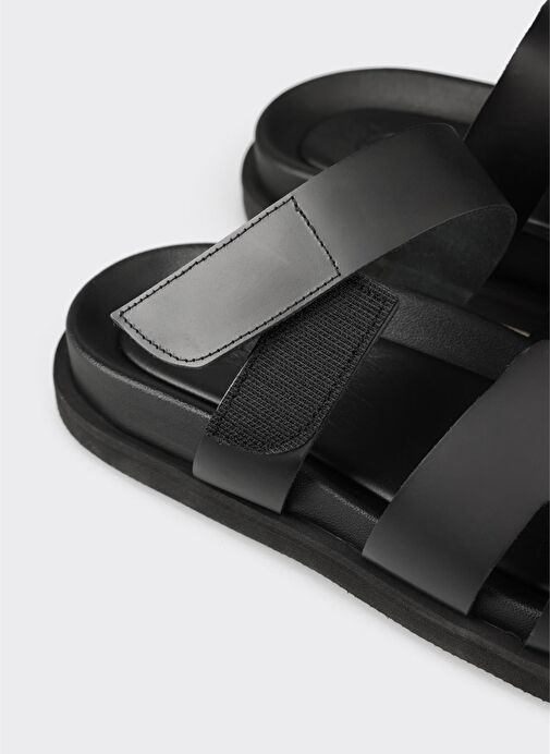 Siyah Deri Erkek Günlük Terlik - Görsel 6