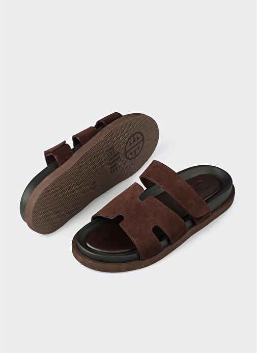 Kahve Deri Erkek Günlük Terlik - Görsel 4