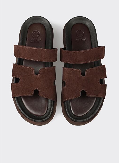 Kahve Deri Erkek Günlük Terlik - Görsel 5