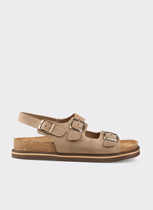 Bej Deri Erkek Günlük Sandalet - Görsel 2