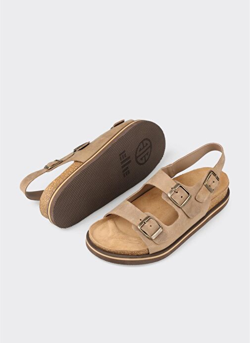 Bej Deri Erkek Günlük Sandalet - Görsel 4