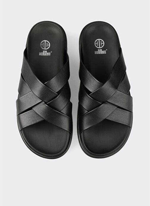 Siyah Deri Erkek Terlik - Görsel 5