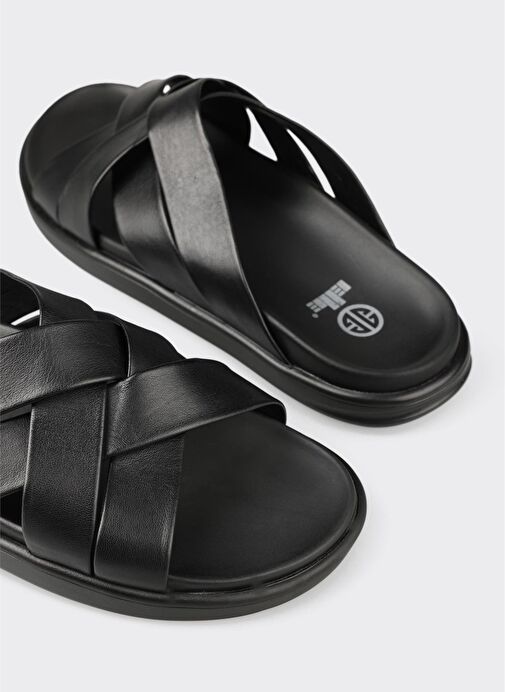 Siyah Deri Erkek Terlik - Görsel 6