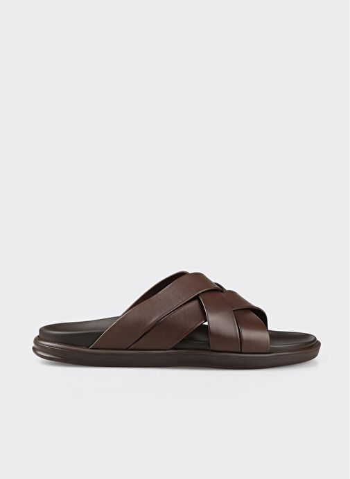 Kahve Deri Erkek Terlik - Görsel 2