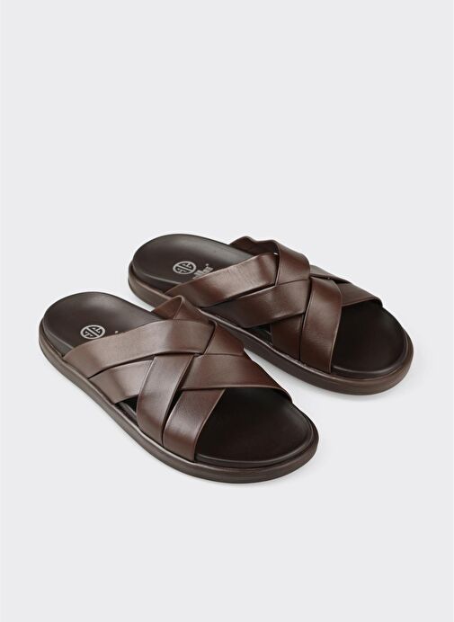 Kahve Deri Erkek Terlik - Görsel 3