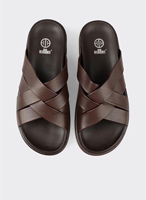 Kahve Deri Erkek Terlik - Görsel 5