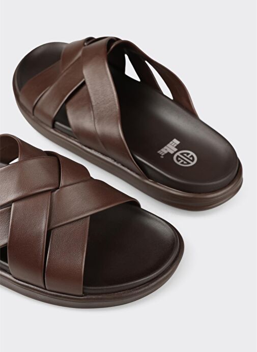 Kahve Deri Erkek Terlik - Görsel 6