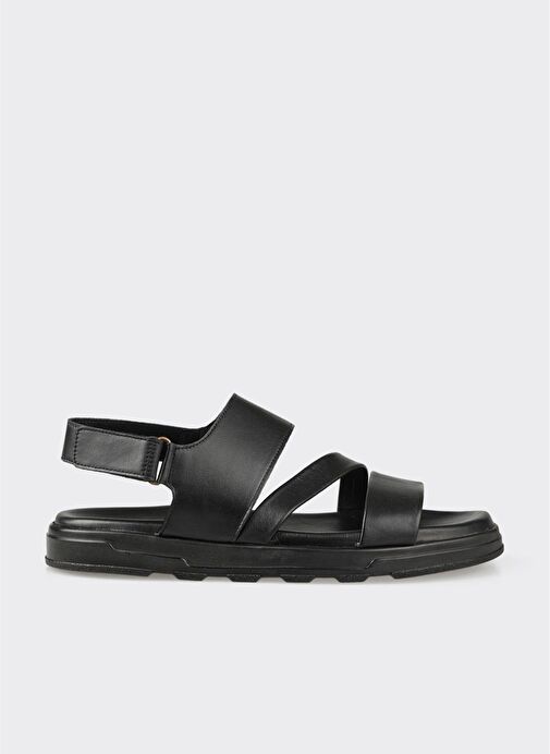 Siyah Deri Erkek Sandalet - Görsel 2