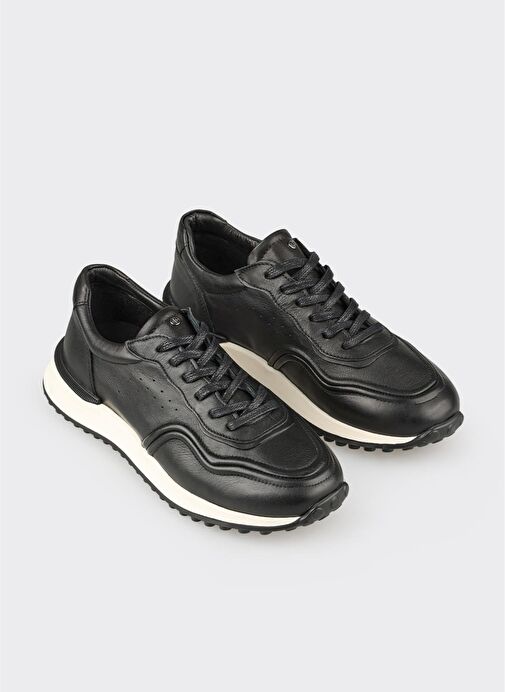 Siyah Deri Erkek Spor Ayakkabı - Görsel 3