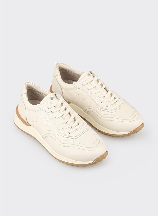 Ekru Deri Erkek Spor Ayakkabı - Görsel 3