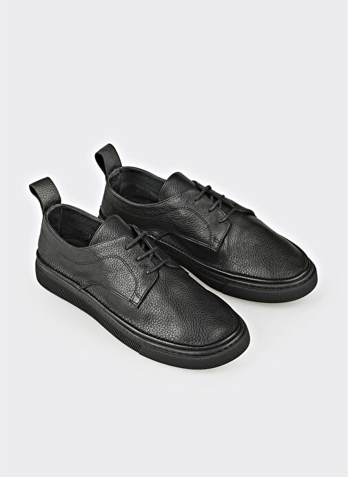 Siyah Deri Kadın Spor Ayakkabı - Görsel 4