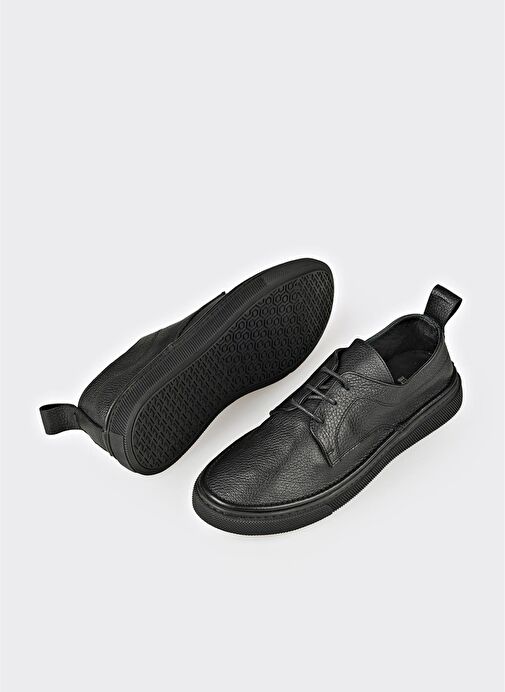 Siyah Deri Kadın Spor Ayakkabı - Görsel 7