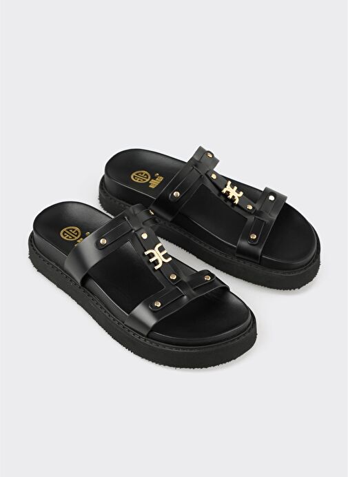 Siyah Deri Kadın Spor Terlik - Görsel 3