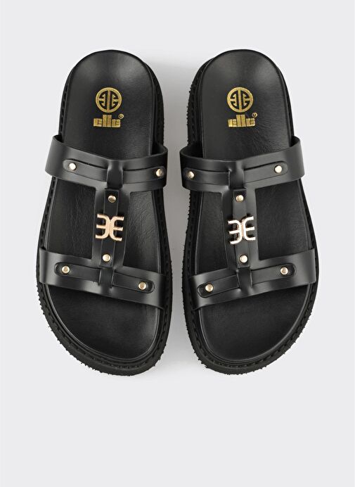 Siyah Deri Kadın Spor Terlik - Görsel 5