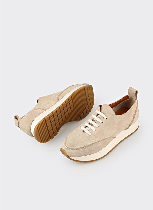 Bej Deri Kadın Spor Ayakkabı - Görsel 4