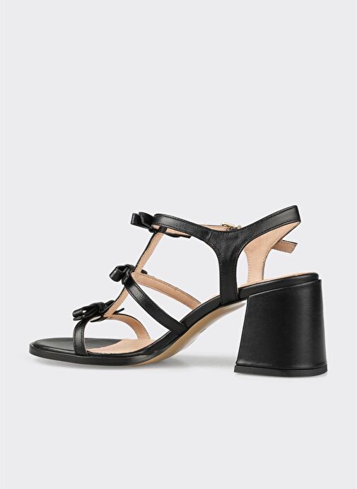Siyah Deri Kadın Sandalet - Görsel 4