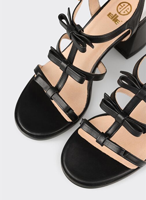 Siyah Deri Kadın Sandalet - Görsel 5