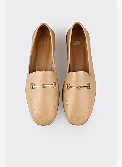 Bej Deri Kadın Günlük Ayakkabı - Görsel 9