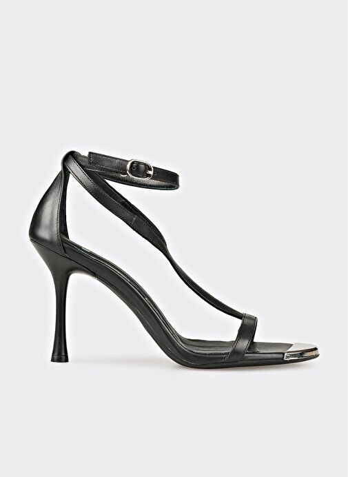 Siyah Deri Kadın Sandalet - Görsel 2