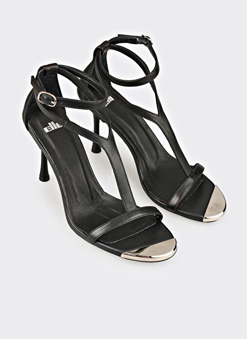 Siyah Deri Kadın Sandalet - Görsel 3