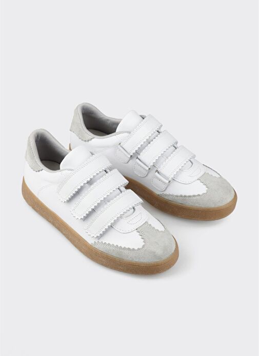 Beyaz Deri Kadın Spor Ayakkabı - Görsel 4