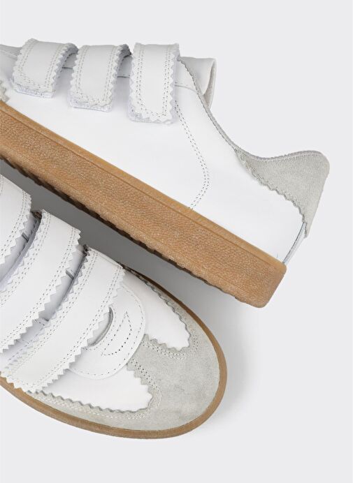 Beyaz Deri Kadın Spor Ayakkabı - Görsel 11